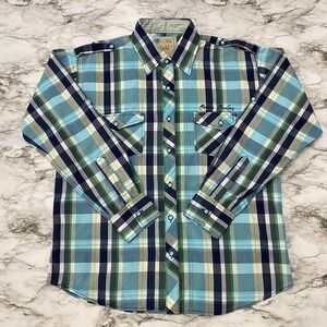 COLORS Cotton Coolers Mens Shirt Size XL Multicolor Plaid Long Sleeve Button Up